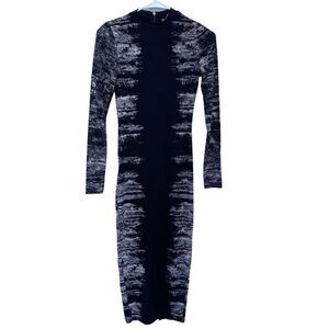 Divided H&M Stretch Bodycon Midi Dress Turtleneck Long Sleeve Size XS